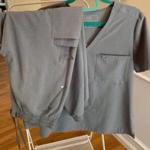 Mens Figs Scrubs Top and Bottom Large Dark Space Grey